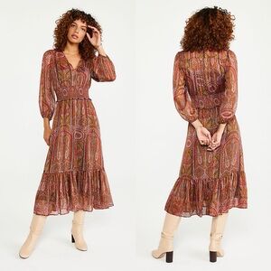 Ann Taylor / Shimmer Paisley Smocked Waist Dress